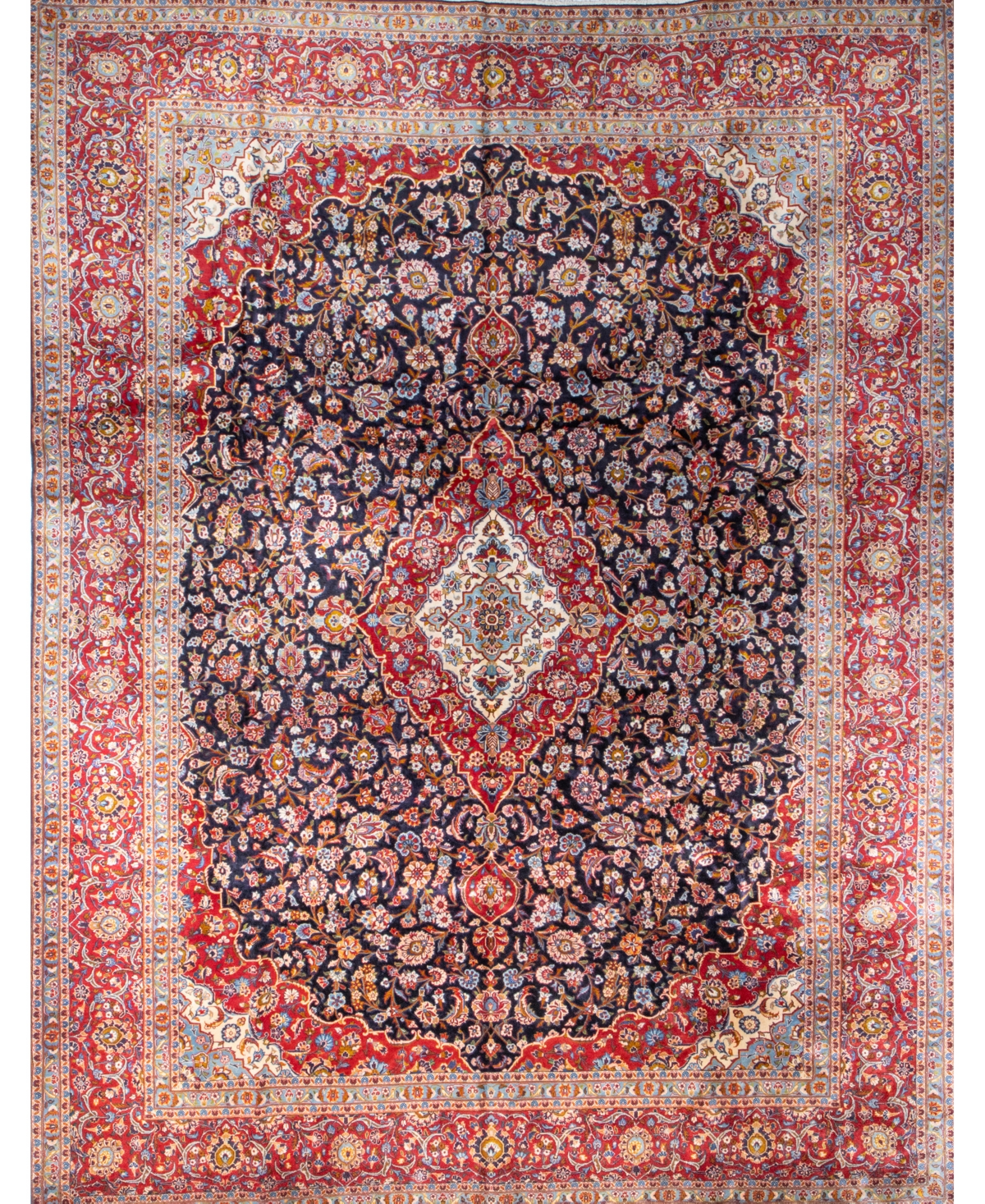 Shop Bb Rugs One Of A Kind Kashan 10'x13' Area Rug In Dark Blue