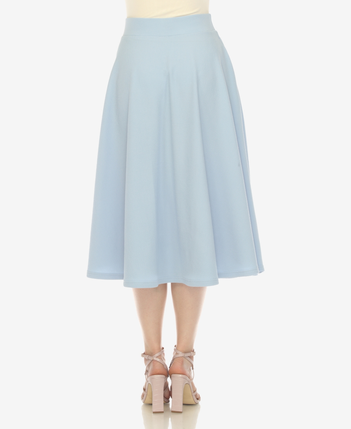 White Mark Women's Flared Skirt With Pockets In Baby Blue