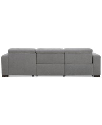 Nevio 3-Pc. Fabric Power Headrest Sectional and Chaise with 2 Power Motion Chairs