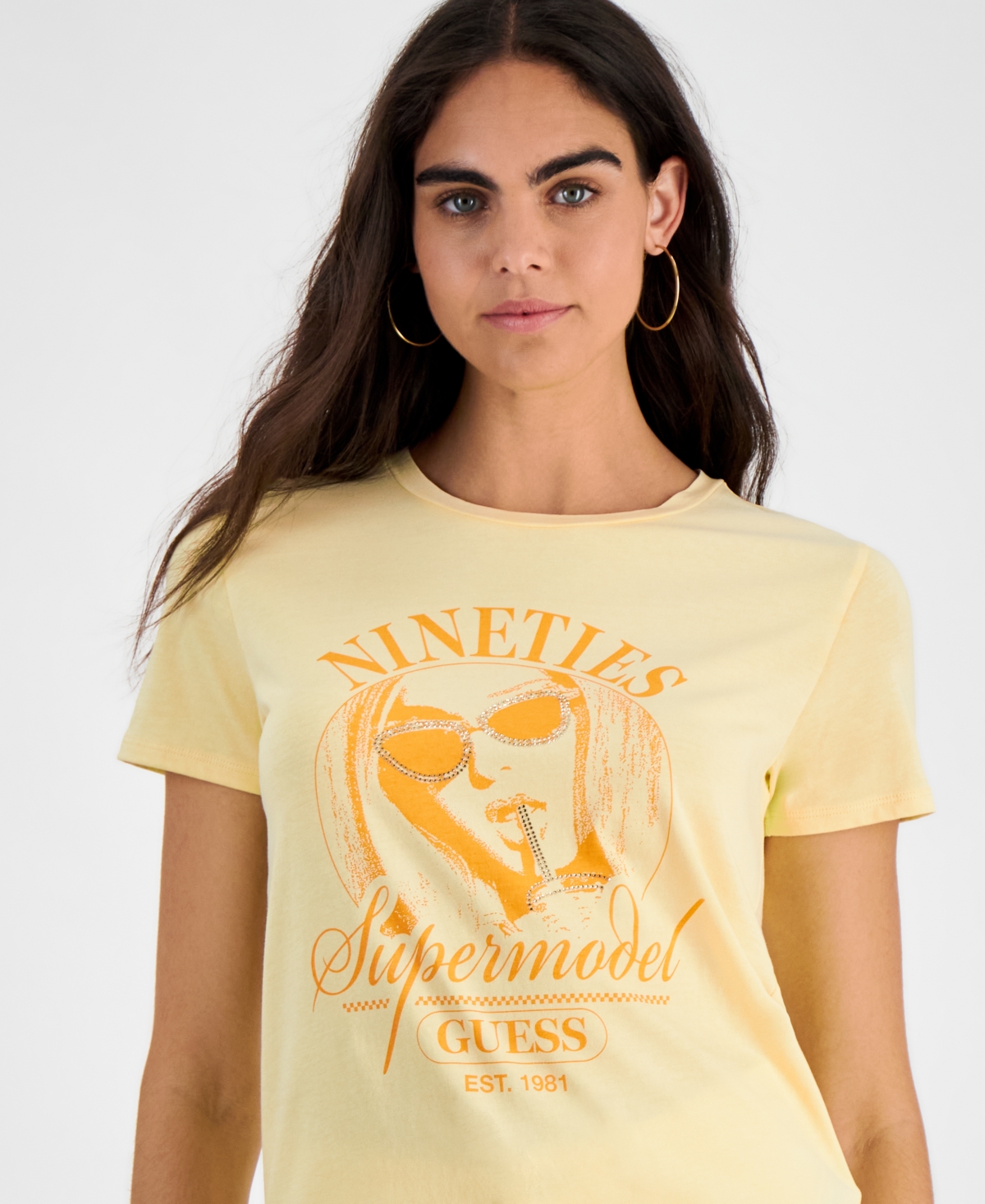 Guess Women's Embellished Graphic Print Cotton T-Shirt