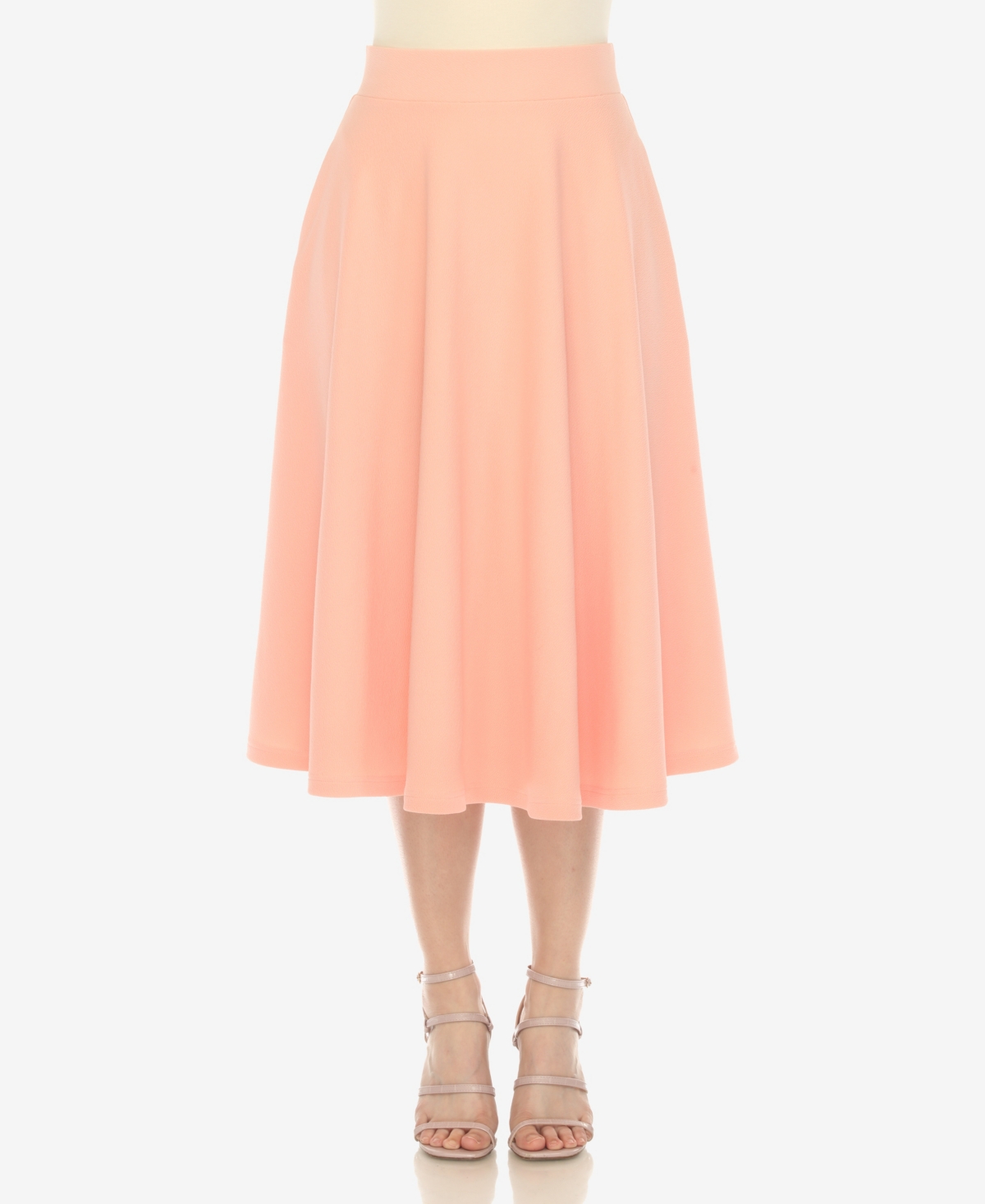 White Mark Women's Flared Skirt With Pockets In Peach