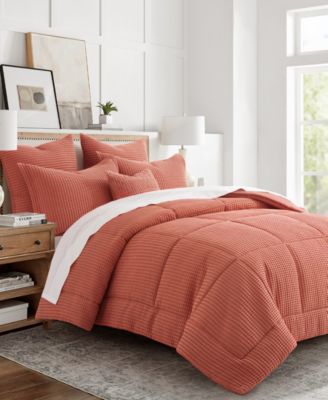 Mills Waffle Textured 3-Pc. Duvet Cover Set, Full/Queen