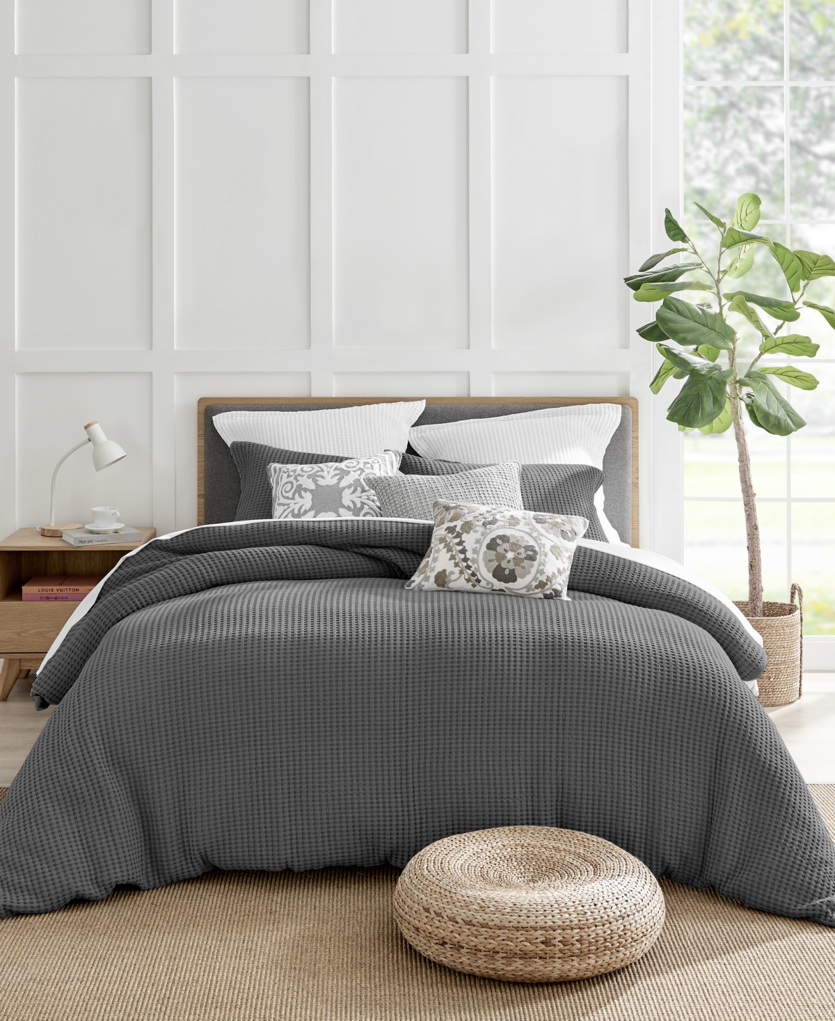 Levtex Mills Waffle Textured 3-pc. Duvet Cover Set, Full/queen In Black