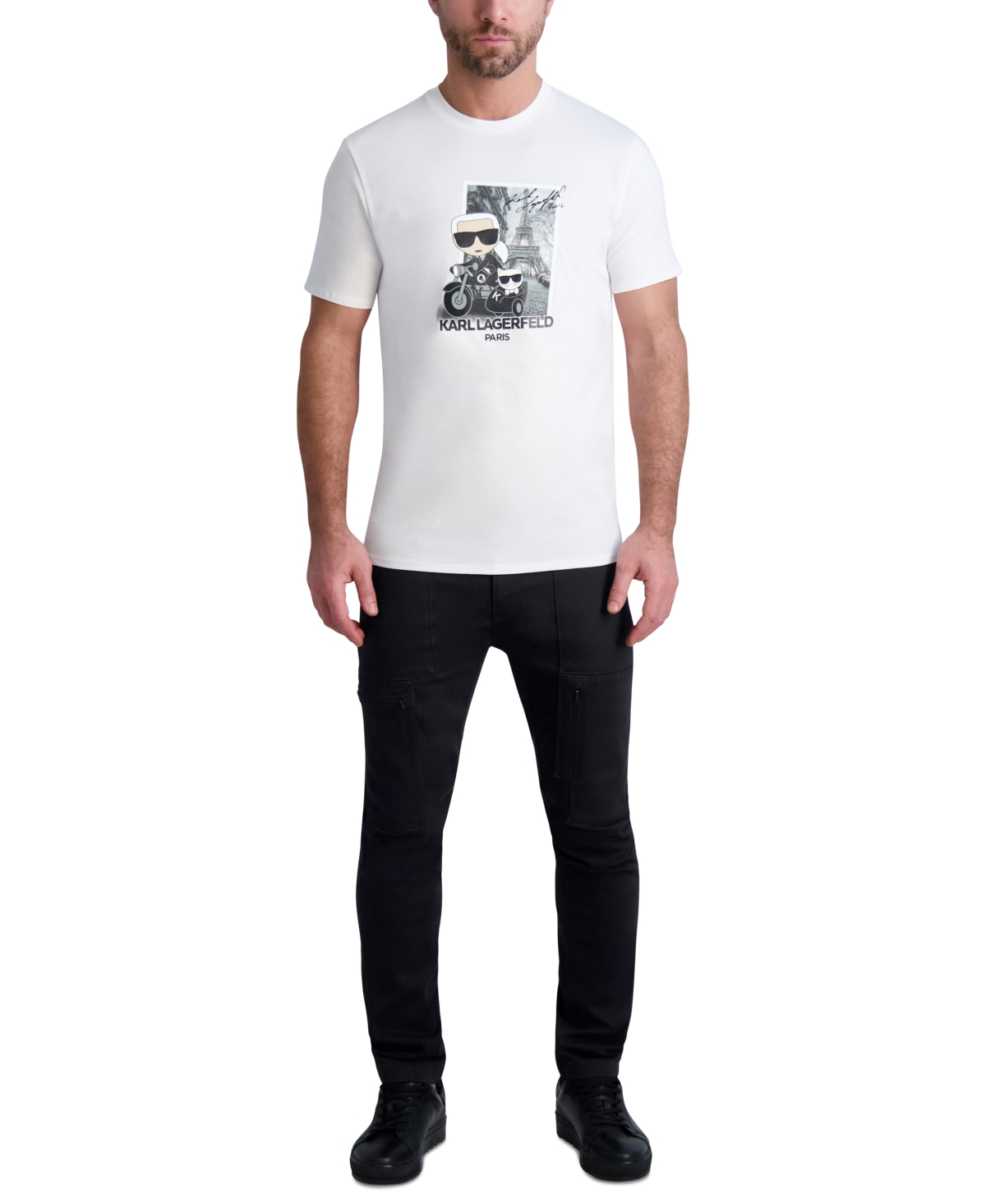 Karl Lagerfeld Paris Men's Cotton Karl & Choupette Graphic T-Shirt