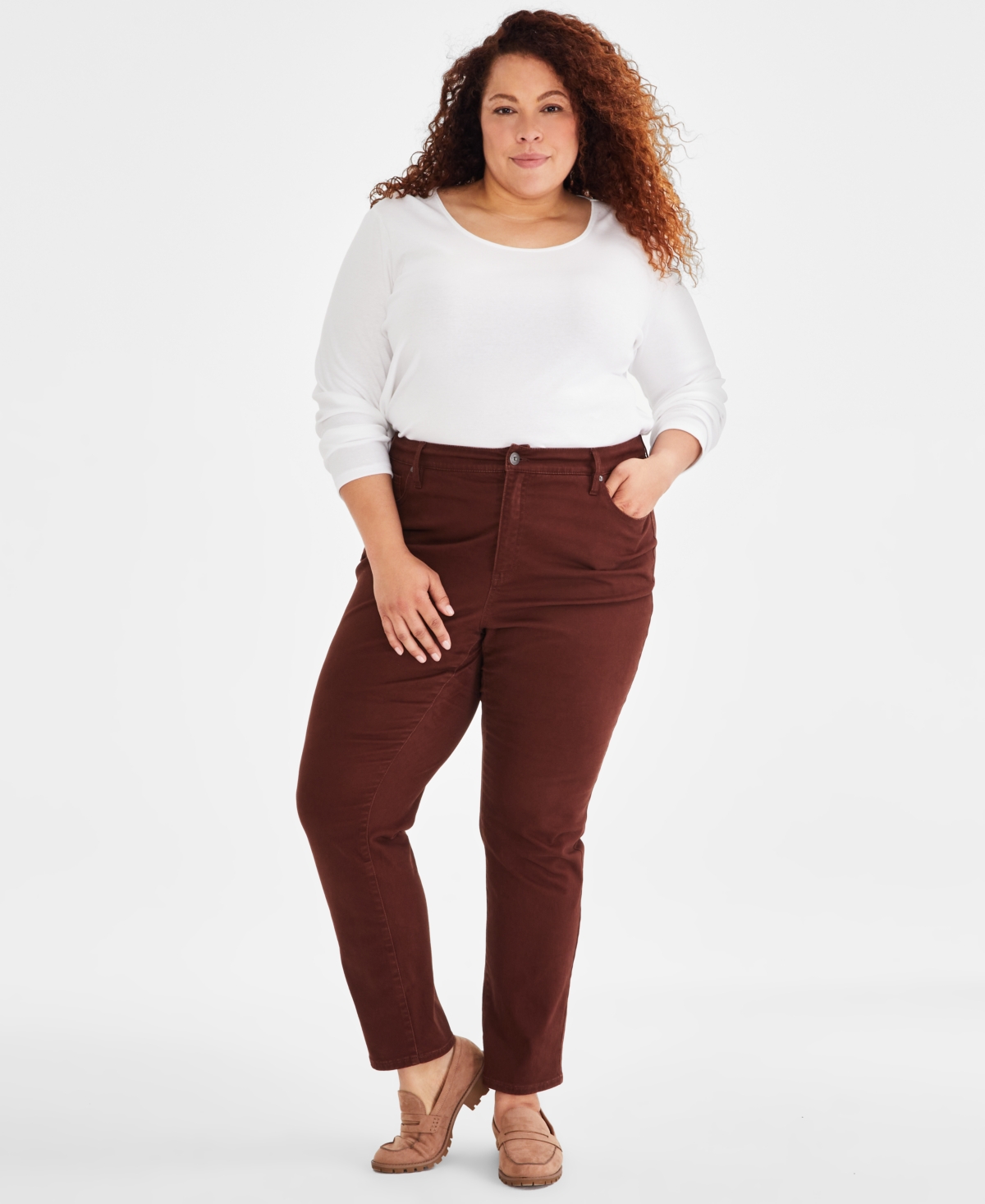 STYLE & CO PLUS SIZE HIGH-RISE STRAIGHT-LEG PANTS, CREATED FOR MACY'S 
