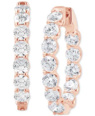 Badgley Mischka Lab Grown Diamond In & Out Hoop Earrings (10 ct. t.w.) in 14k White, Yellow or Rose Gold - Rose Gold