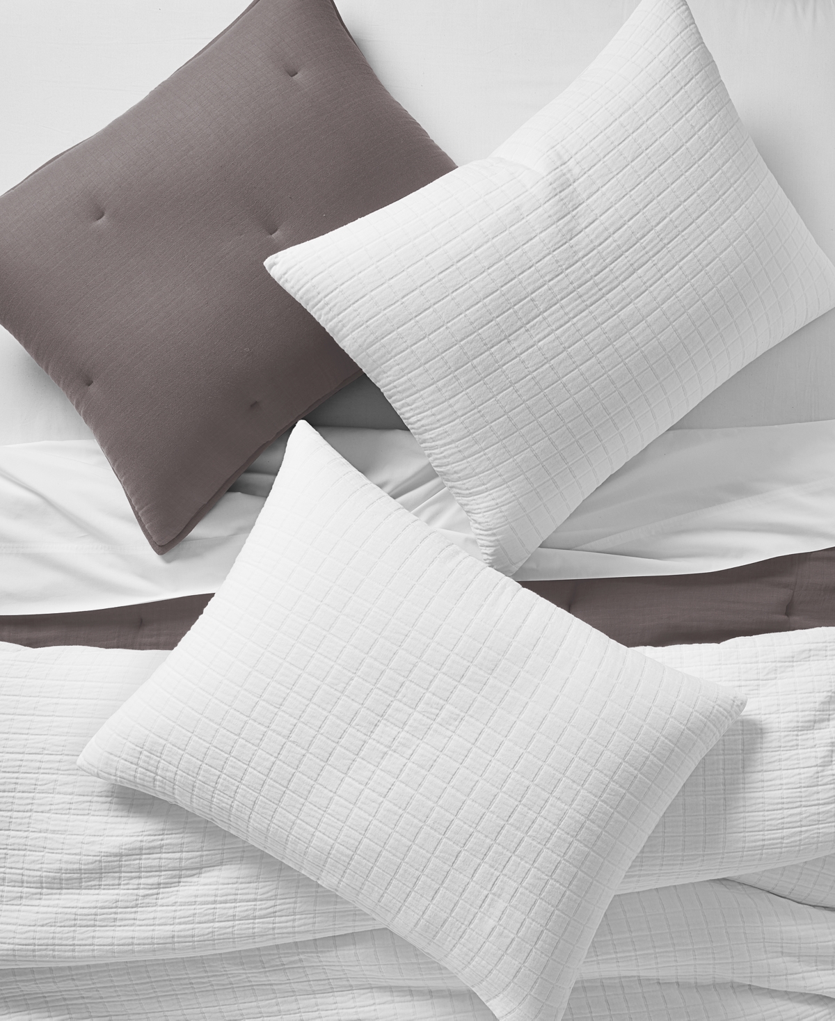 Oake Organic Cotton Check Matelasse 3-pc. Comforter Set, Full/queen, Exclusively At Macy's In White