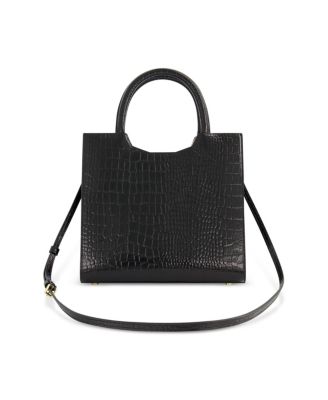 Crocodile Leather Buckle Detail Medium Tote Bag