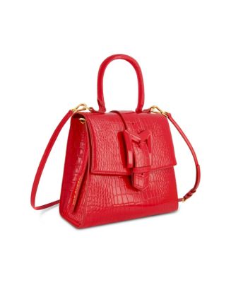 【Mac Duggal】Quilted Leather Angular Handbag 関税送料込 Mac Duggal Crocodile Leather Buckle Detail Medium Handbag