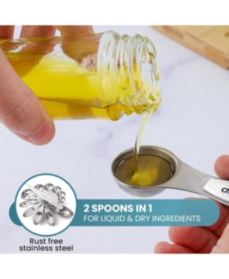 Set of 8 Stackable Magnetic Measuring Spoons with Leveler