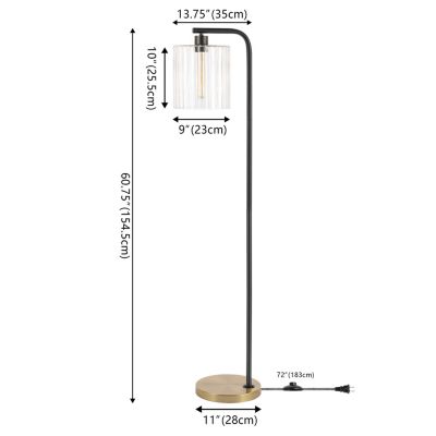 Easton 60.75" Modern Minimalist Metal/Ribbed Glass LED Floor Lamp, Brass Gold/Black