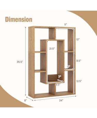7-Cube Geometric Bookshelf with Anti-Toppling Device Modern Open Bookcase