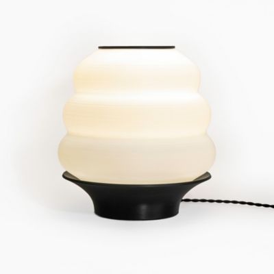 Honey Pot Minimalist Classic Plant-Based PLA 3D Printed Dimmable LED Table Lamp, White/Brown