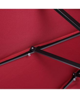 Kinsley 9 Ft Solar Patio Umbrella with LED Lights, Crank Handle & Push Button Tilt