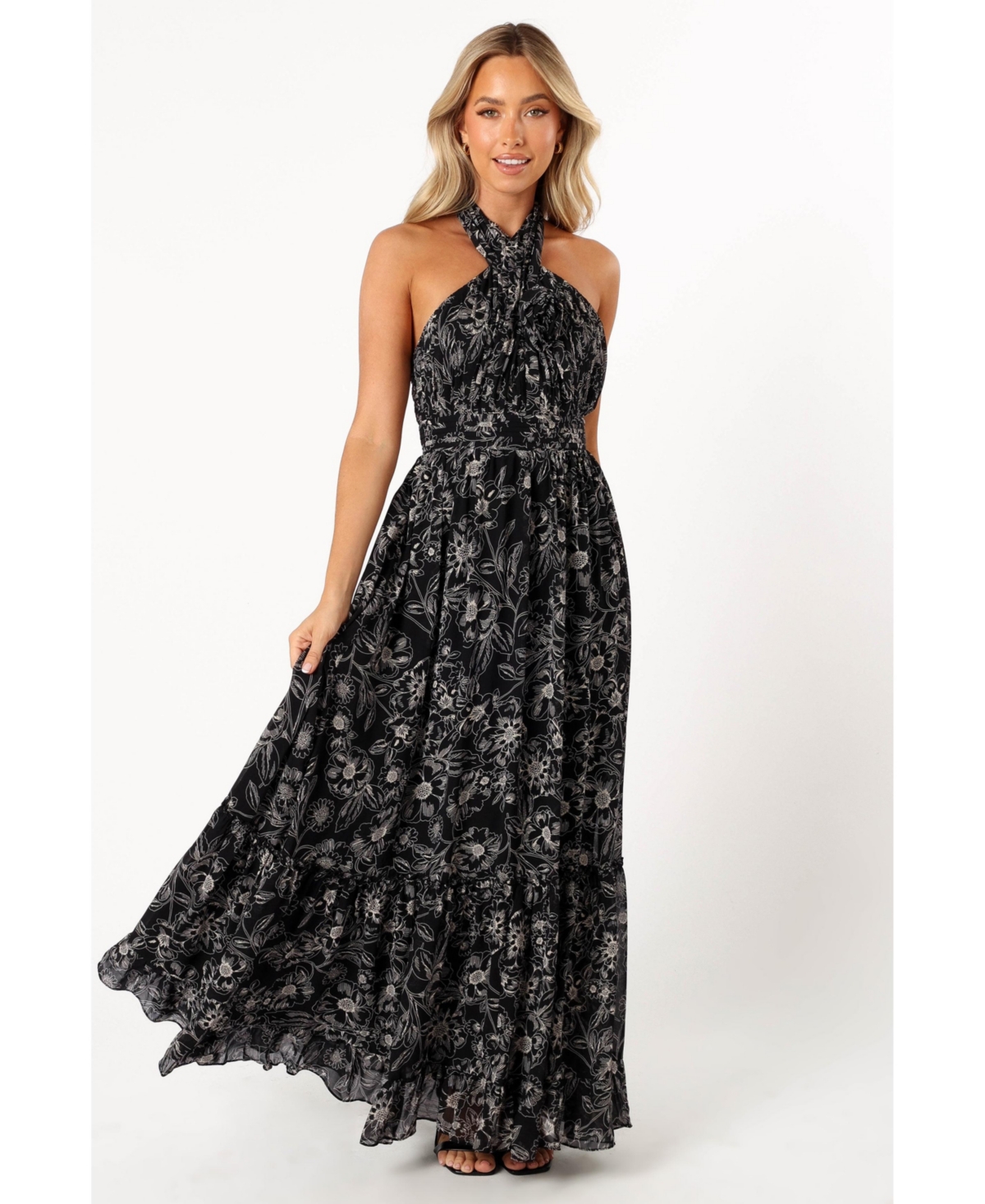 Women's Lennon Halterneck Maxi Dress - Black floral