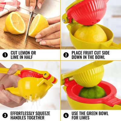 2-in-1 Metal Manual Lemon Squeezer – Sturdy Hand Juicer for Max Extraction