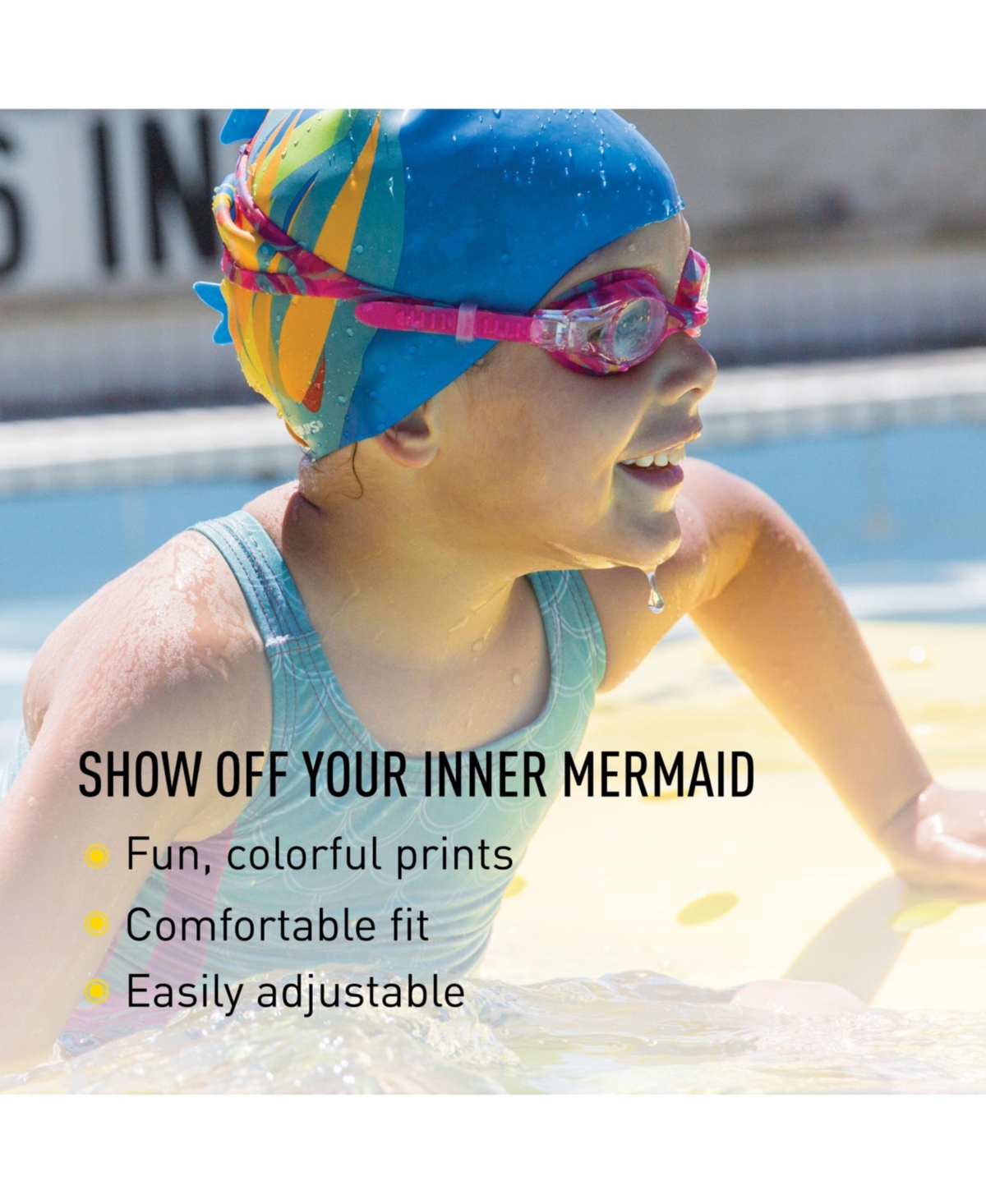 Finis Girls Mermaid Goggle - Fun Swim Goggles with Anti-Fog and Uv Protection, Adjustable Fit ren Ages 4-10