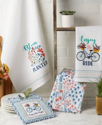 Kitchen Gift Set Collection, Pot Holder 3 Dish Towels, Enjoy the Ride, 4 Piece