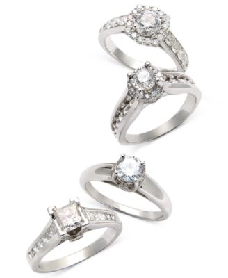 TruMiracle&reg; Diamond Channel Halo Engagement Ring (1 ct. t.w.) in 14k White Gold 