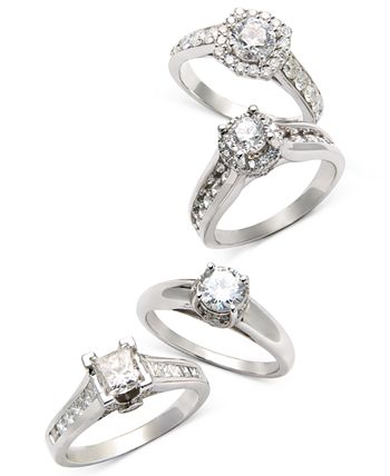 TruMiracle - Diamond Channel Halo Engagement Ring (1 ct. t.w.) in 14k Gold or White Gold