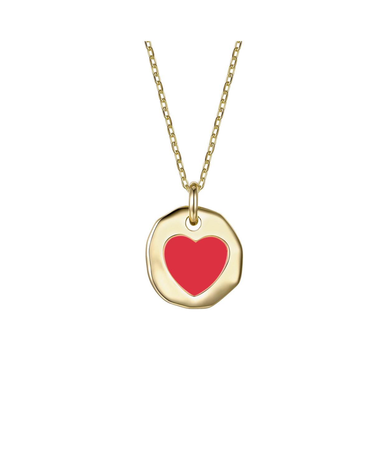 Children's with Pink Heart Enamel Medallion Pendant Necklace - Red