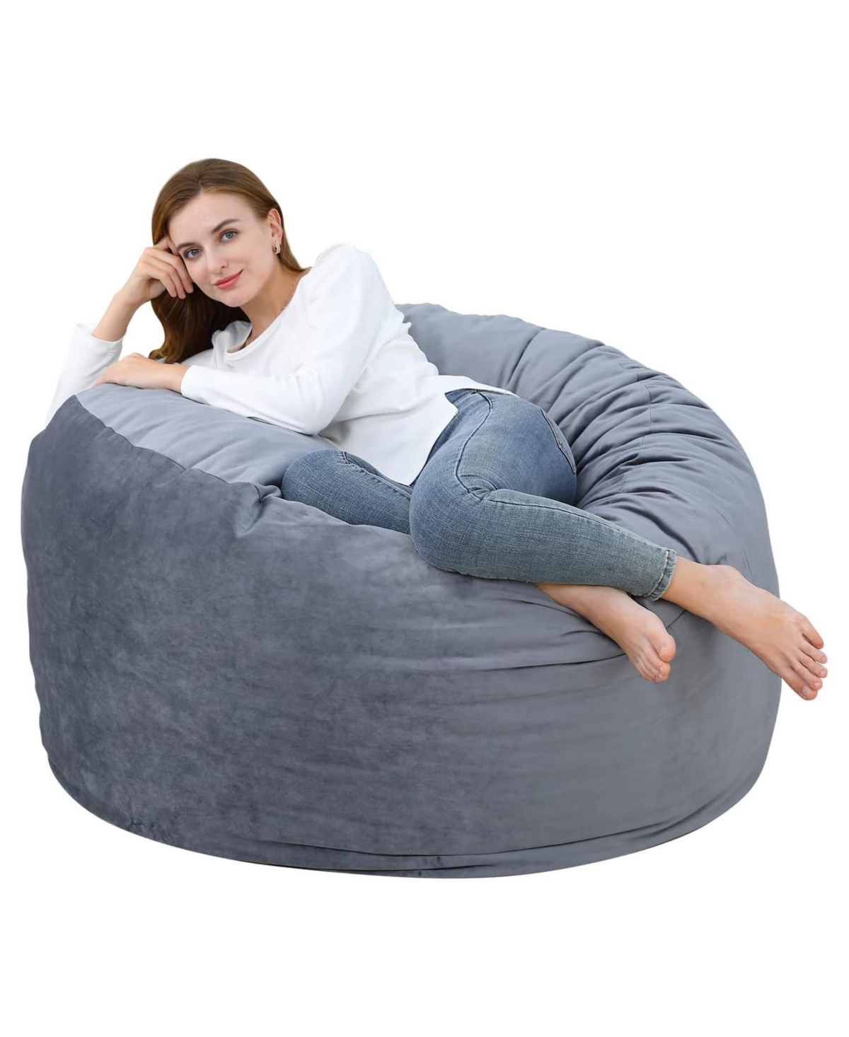 Caromio 4Ft Giant Bean Bag Chair for Adults and Teens, Memory Foam Filled, Removable Velvet Cover