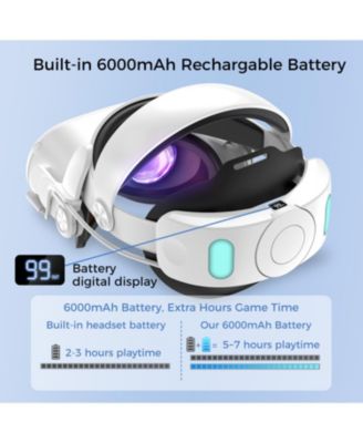 Meta Quest 2 Head Strap w/ 6000mAh Battery- 4Hr extra- Comfort /Adjust