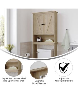 Delilah Over The Toilet Bathroom Organizer With Shelves And Magnetic Closure Doors