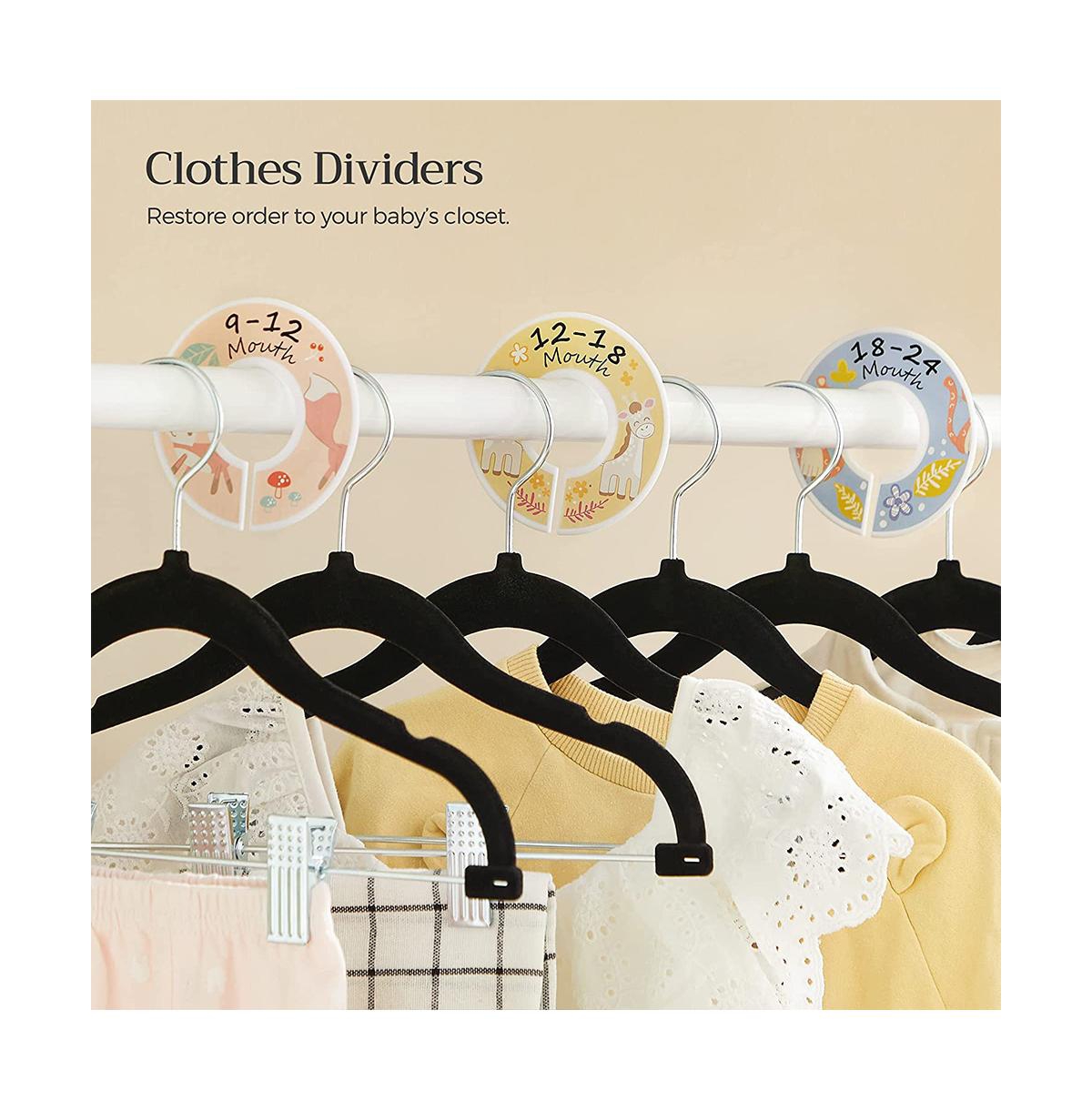 Slickblue Velvet Hangers With Clips, 30 Packs, Hangers With 6 Clothes Dividers