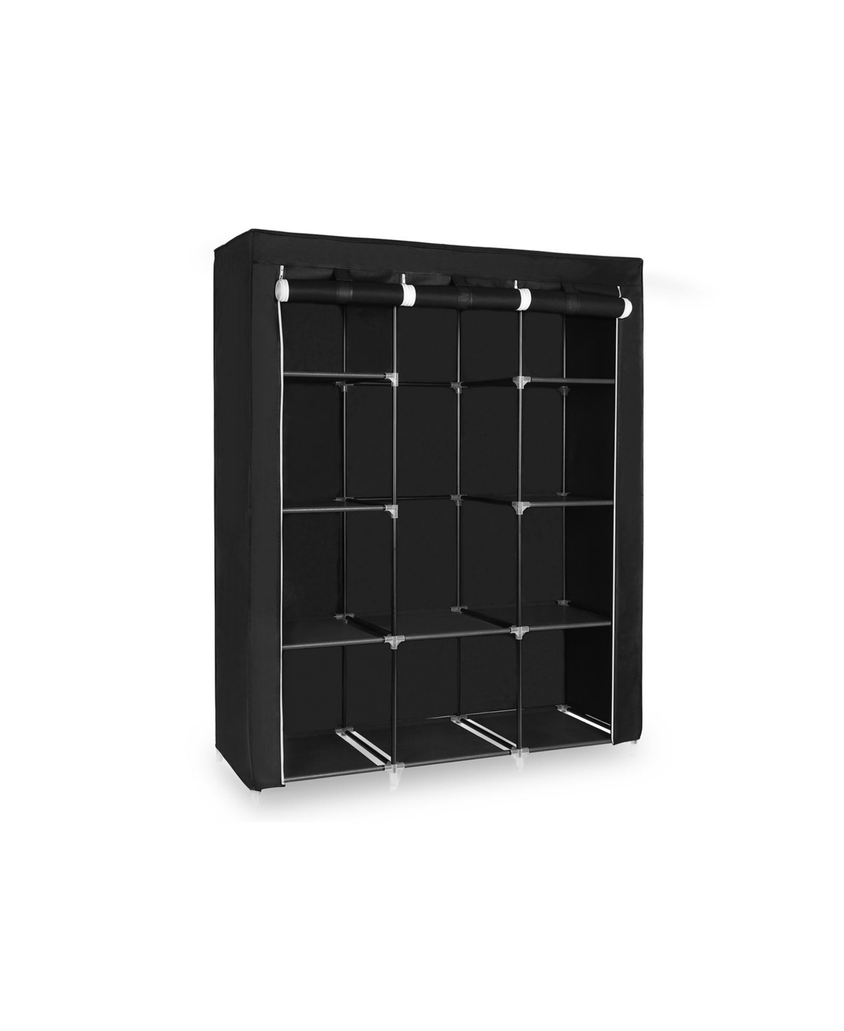 Portable Wardrobe Storage Organizer With 10 Shelves, Quick And Easy To Assemble, Extra Space - Grey