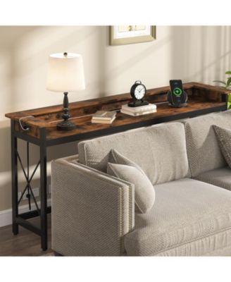 Console Table, 70.9-Inch Engineered Wood and Metal, Extra Long Design with Outlets, USB Ports, and Charging Station, Sofa Table