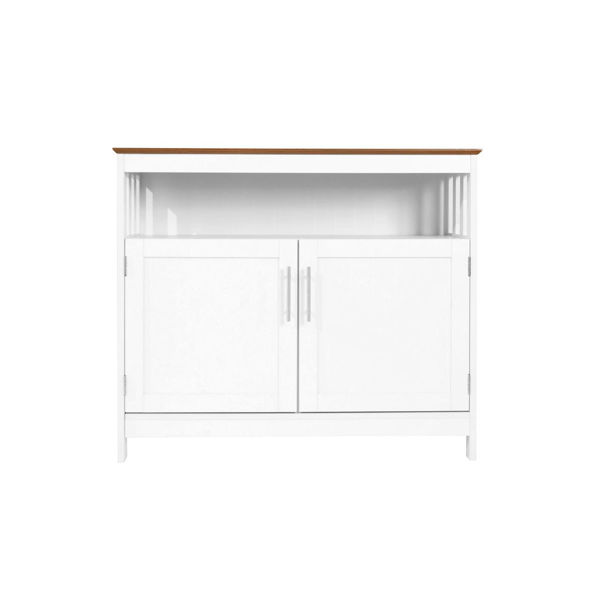 Merrick Lane Tanner Buffet And Sideboard With Storage Cabinet And Upper Shelf -white frame