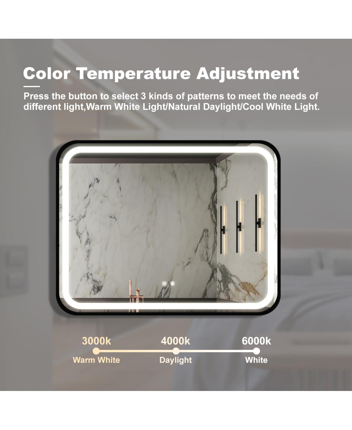 Streamdale Furniture Led Classy Vanity Mirror - 40x32 Inch, Dimmable Touch - Silver+grey