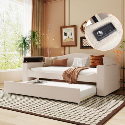 Teddy Fleece Upholstered Daybed with Bluetooth Audio System