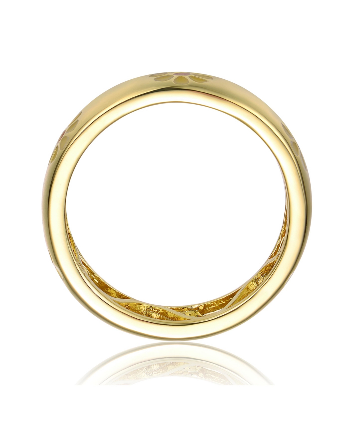 GiGiGirl 14kGold Plated with& Orange Enamel Daisy Stacking Band Ring for Kids/Teens - Yellow
