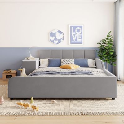 Upholstered Mother & Child Bed Set with Desk & Stool