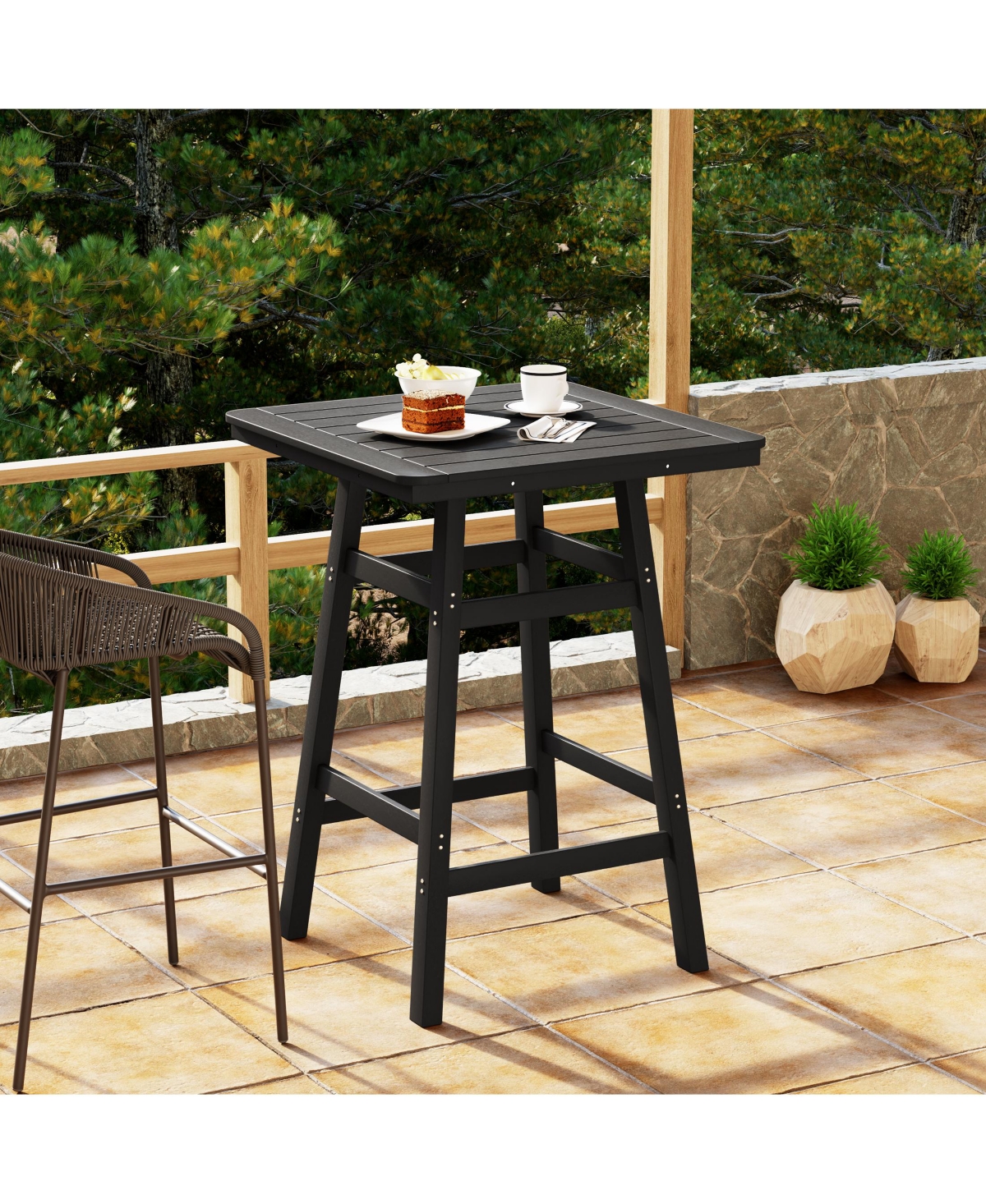 WestinTrends 42" Square Outdoor Patio Bistro Bar Table With Umbrella Hole