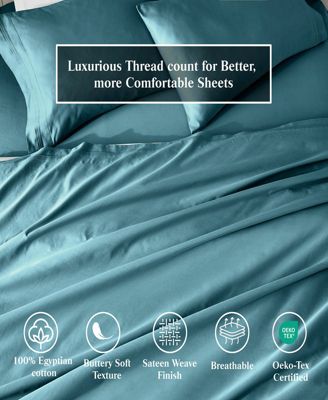 650-TC Egyptian Cotton Solid Deep Pocket Sheet Set, Full