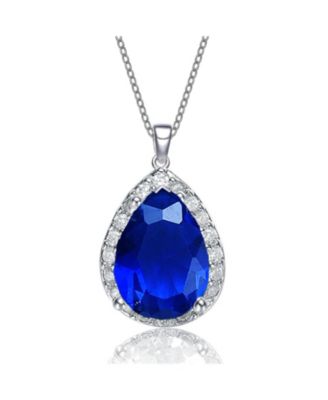 Unique Pear-shaped Pendant Necklace with Colored Cubic Zirconia