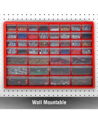 44 Drawer Storage Cabinet-Plastic Organizer with 12 Large &amp; 32 Small Compartments-Desktop or Wall Mount for Hardware, Parts, Crafts &amp; More by