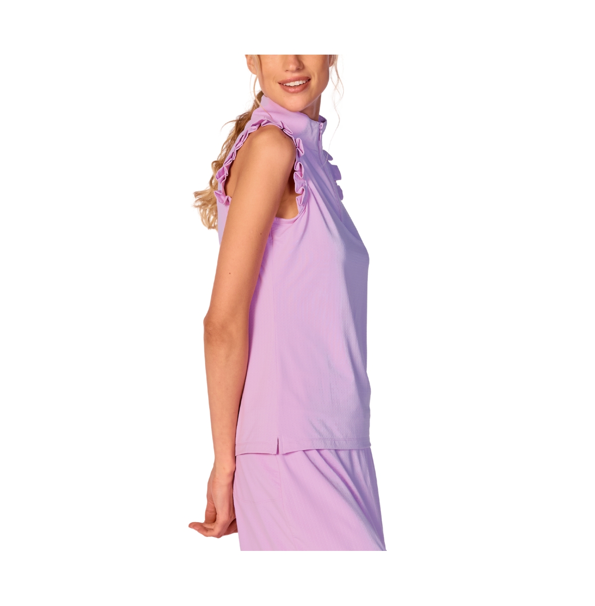 G Lifestyle Clothing Women's Sleeveless Ruffle Top St. Barths Coral XLarge