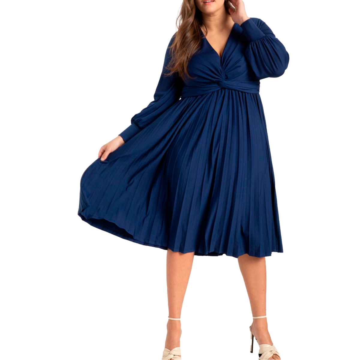 Women's Plus Size Knot Front Pleated Skirt Dress - Violet indigo