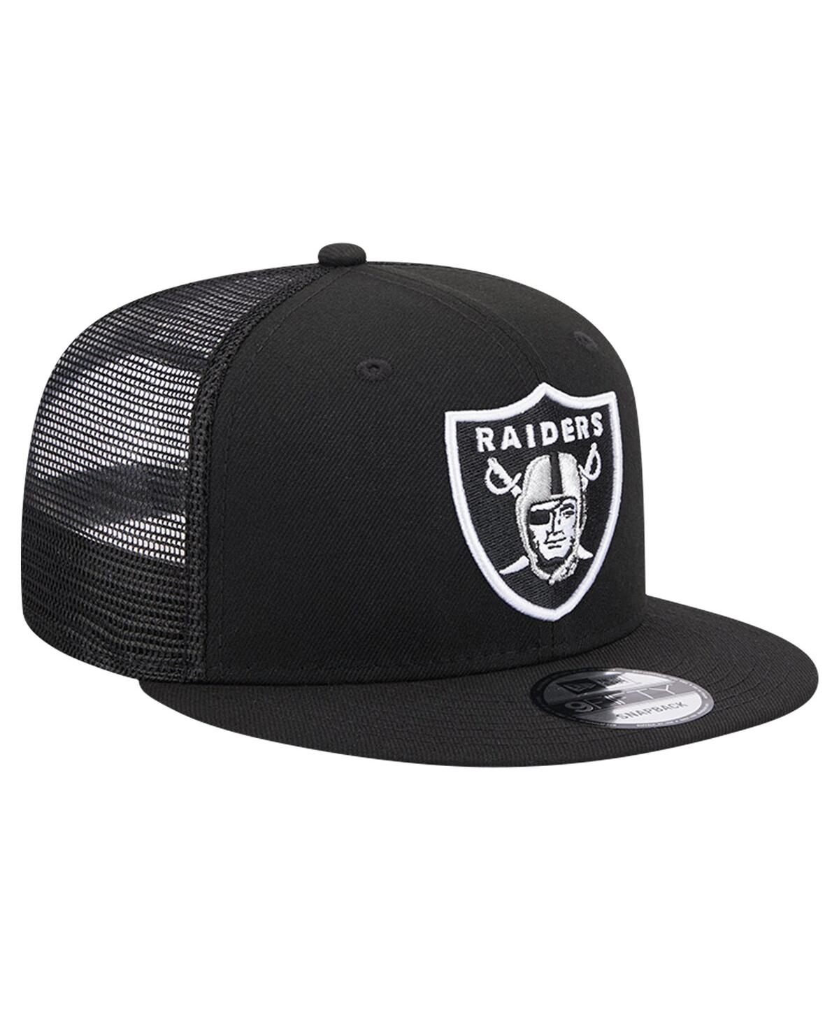 New Era Men'sLas Vegas Raiders Main Trucker 9FIFTY Snapback Hat - Black