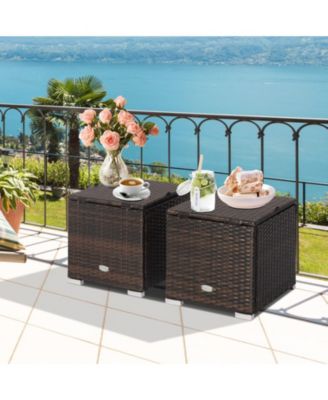 2 Pieces Patio Ottoman with Hidden Storage Space