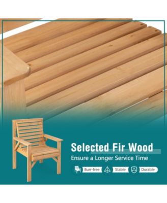 Outdoor Solid Fir Wood Chair with Inclined Backrest