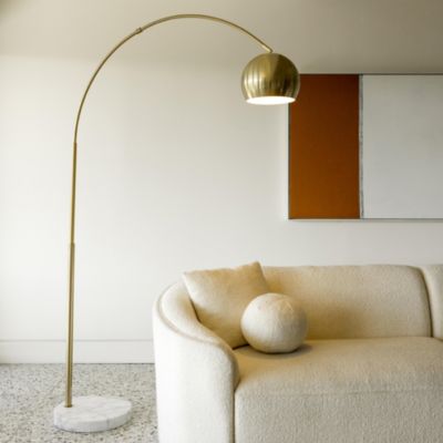Olivia LED Contemporary Arc Floor Lamp with Heavy-Weighted Marble Base (75"), Bulb Included