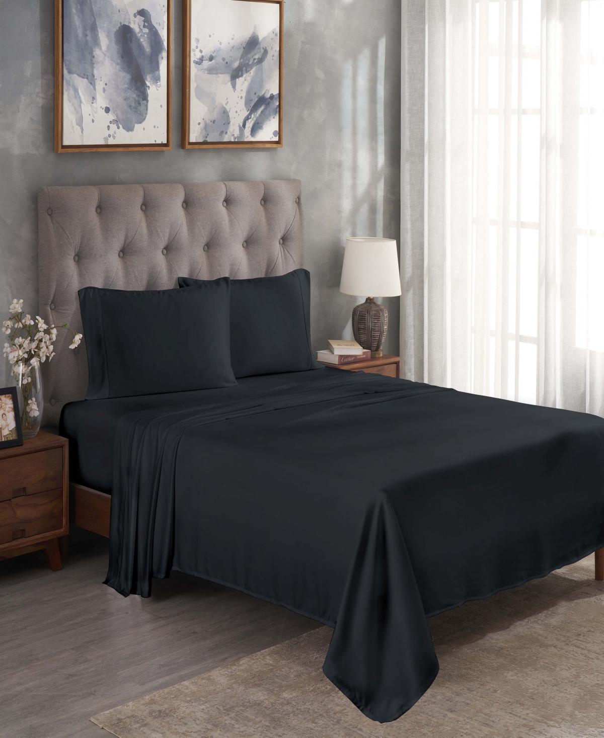 Superior Modal From Beechwood 300 Thread Count Lightweight Cooling Solid Deep Pocket Bed Sheet Set