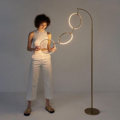Nova 74" Dimmable LED Floor Lamp with Hanging Ring Lights