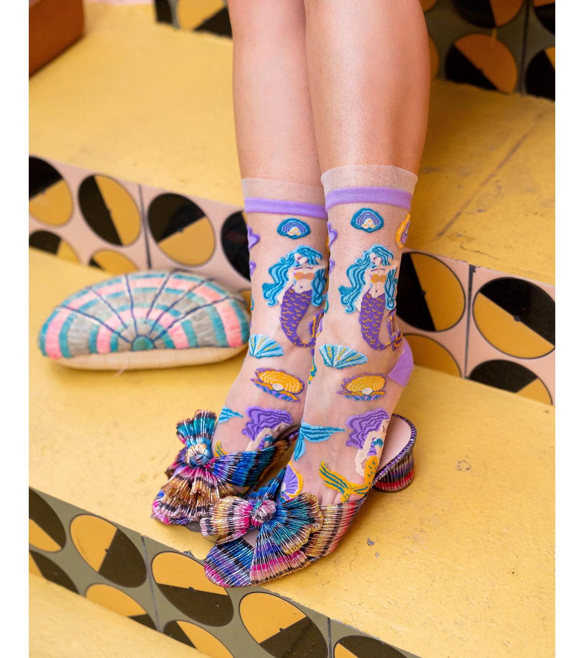 Shop Sock Candy Women's Whimsical Mermaid Ruffle Sheer Sock
