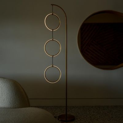 Nova 74" Dimmable LED Floor Lamp with Hanging Ring Lights